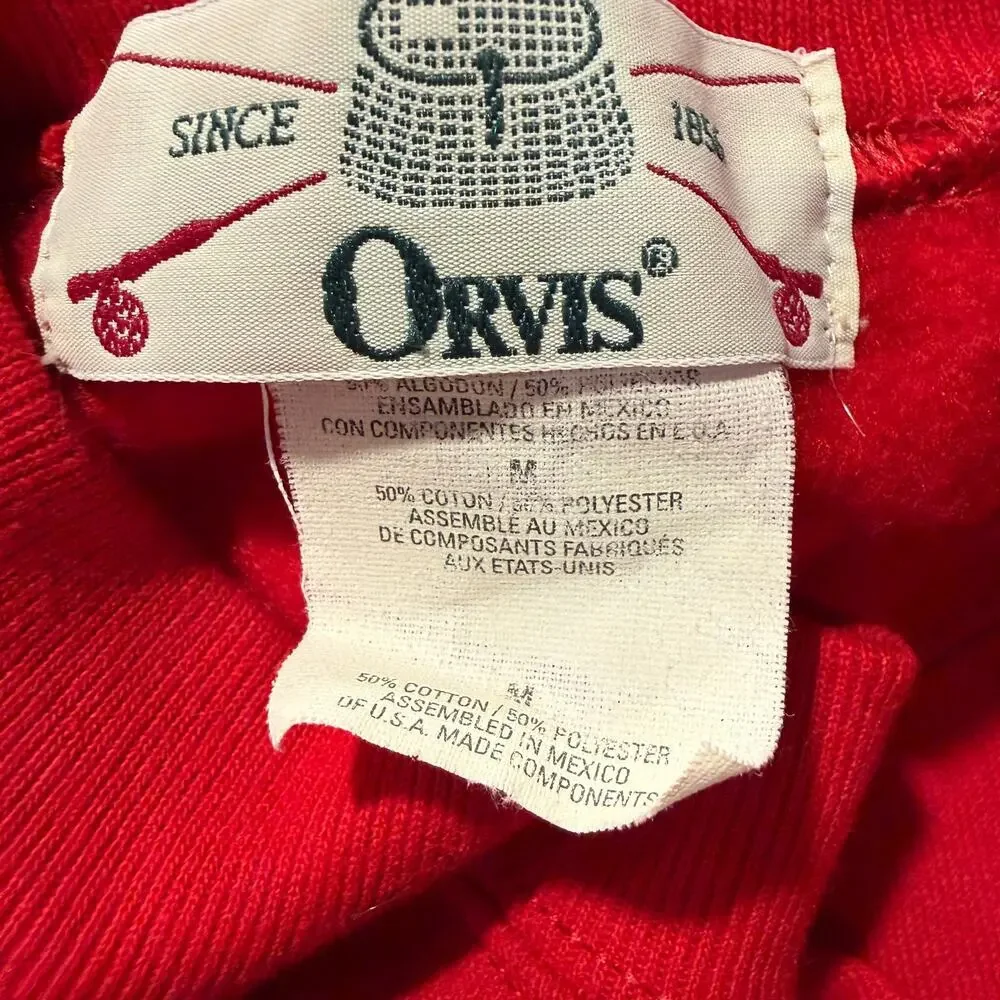 Vintage Orvis Cat Sweatshirt Red Novelty Crewneck Medium Embroidered Grandmacore